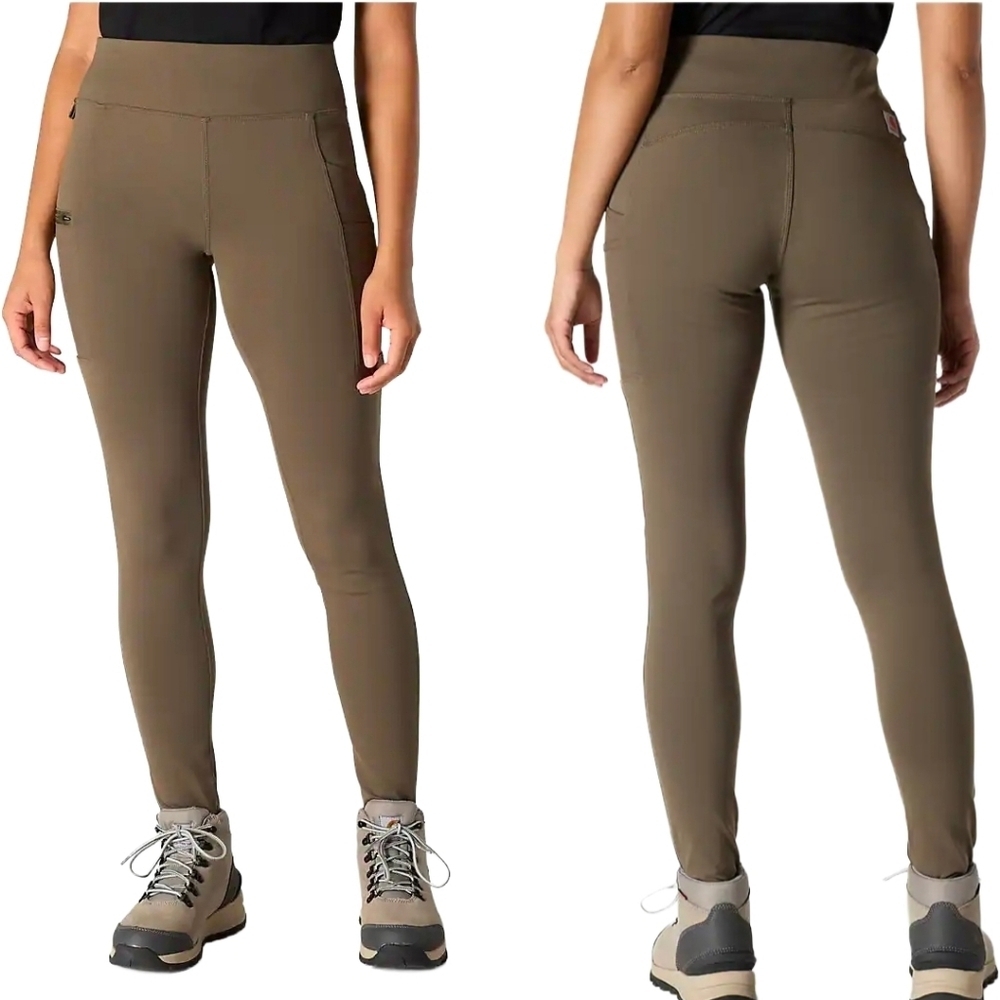 NEW Carhartt Womens Force Fitted Ankle Leggings XS Olive Utility Pockets